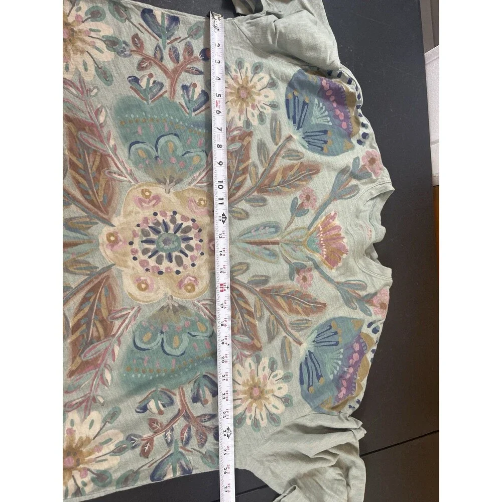 Natural Life Sage Green Long Sleeve Floral Graphic Print T-shirt O/S FLAW